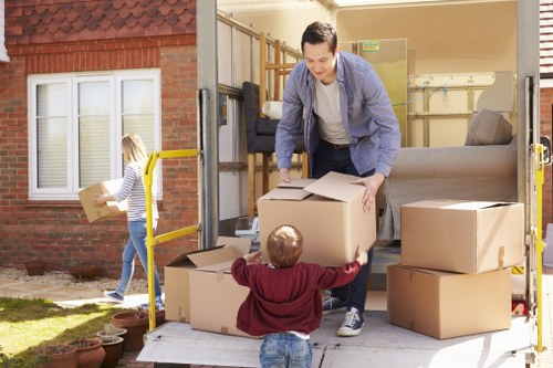 Boxes and household items prepared for local removals in Edgware